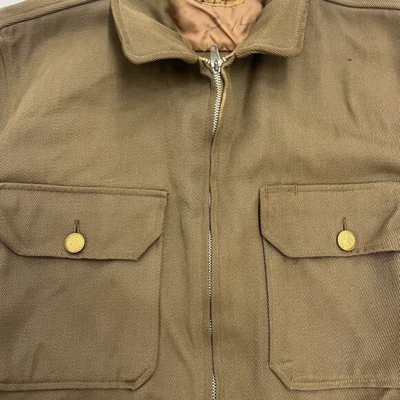 Vintage 40s Lion Green Wool Whipcord Boxy Bomber Jacket - Picture 2 of 5